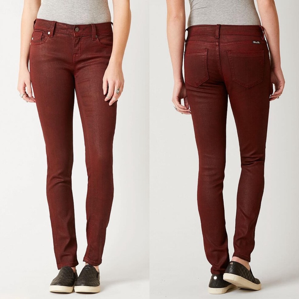 Miss Me Select Standard Skinny Stretch Jean Deep Red Coated Denim Womens 26